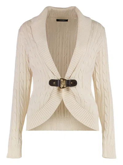 Ralph Lauren Cable-knit Shawl-lapel Cardigan In Neutral