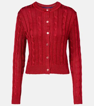 Ralph Lauren Cable-knit Silk Cardigan In Red