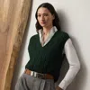 Ralph Lauren Cable-knit Silk-cashmere Sweater Vest In Black