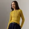 Ralph Lauren Cable-knit Silk Crewneck Sweater In Yellow