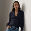 Ralph Lauren Cable-knit Silk Cropped Cardigan In Blue