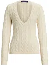Polo Ralph Lauren Cable-knit Silk Jumper In Weiss