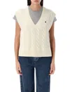 Ralph Lauren Cable Knit Sleeveless Jumper In White