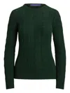 Ralph Lauren High Shine Cable Knit Crewneck Sweater In Green