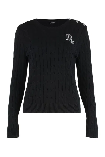 Ralph Lauren Cable Knit Sweater In Black