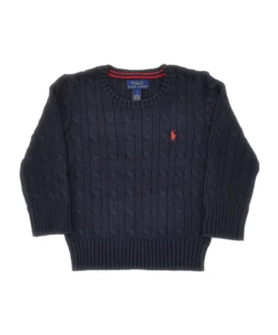 Ralph Lauren Cable-knit Cotton Sweater Kids In Blue