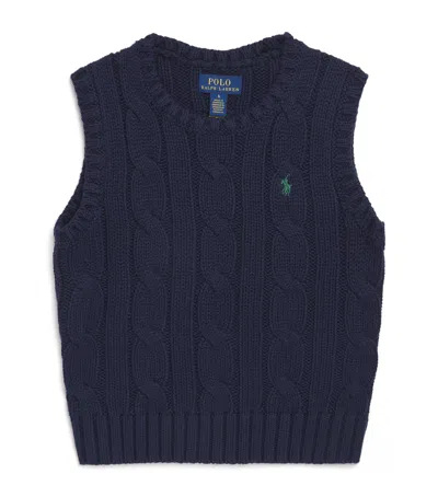 Ralph Lauren Kids' Cable-knit Sweater Vest In Blue
