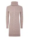 Ralph Lauren Cable-knit Turtleneck Mini Dress In Pink