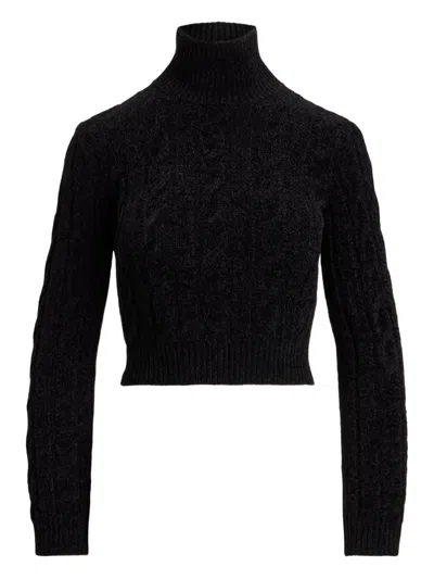 Ralph Lauren Cable-knit Turtleneck Sweater In Black