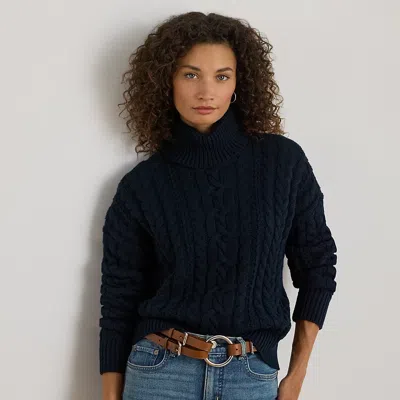 Ralph Lauren Cable-knit Turtleneck Sweater In Blue