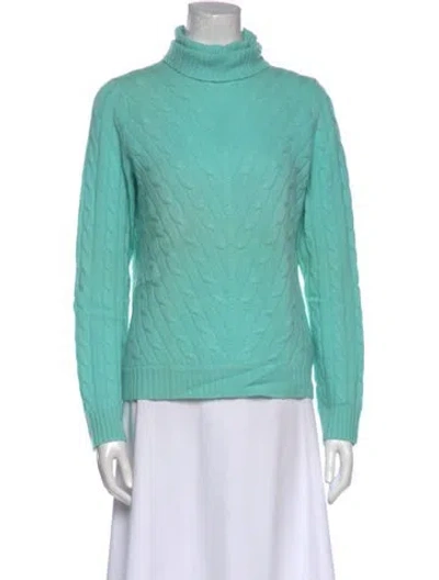 Pre-owned Ralph Lauren Cable Knit Turtleneck Sweater In Blue