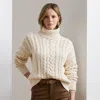 Ralph Lauren Cable-knit Turtleneck Sweater In Neutral