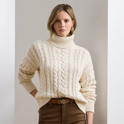 Ralph Lauren Cable-knit Turtleneck Sweater In Neutral