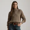 Ralph Lauren Cable-knit Turtleneck Sweater In Brown