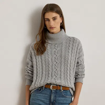 Ralph Lauren Cable-knit Turtleneck Sweater In Gray