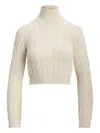 Ralph Lauren Silk-blend Cropped Turtleneck Sweater In Neutral
