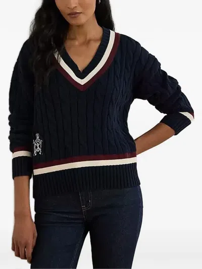 Ralph Lauren Cable-knit Cotton Cricket Sweater In Black