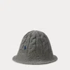 Ralph Lauren Cable-knit Wool-blend Bucket Hat In Gray