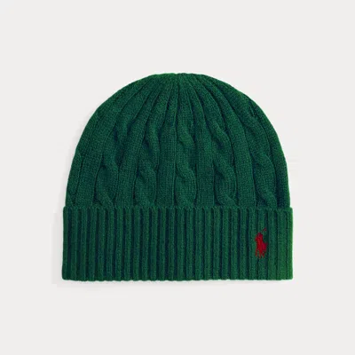 Ralph Lauren Cable-knit Wool-cashmere Beanie In Green