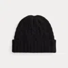 Ralph Lauren Cable-knit Wool-cashmere Beanie In Black