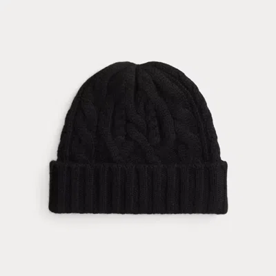 Ralph Lauren Cable-knit Wool-cashmere Beanie In Black