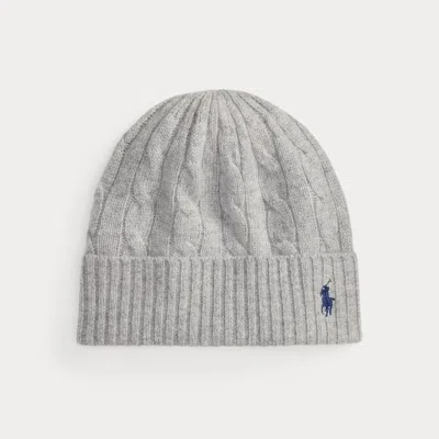Ralph Lauren Cable-knit Wool-cashmere Beanie In Gray