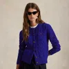 Ralph Lauren Cable-knit Wool-cashmere Cardigan In Blue