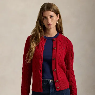 Ralph Lauren Cable-knit Wool-cashmere Cardigan In Red