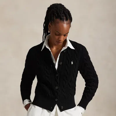 Ralph Lauren Cable-knit Wool-cashmere Cardigan In Black