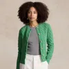 Polo Ralph Lauren Cable-knit Wool-cashmere Cardigan In Spring Green Heather