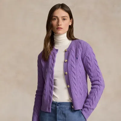Polo Ralph Lauren Cable-knit Wool-cashmere Cardigan In Wisteria Heather