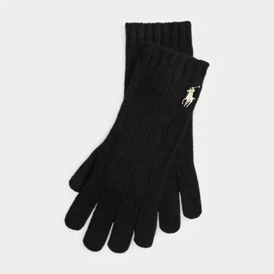 Ralph Lauren Cable-knit Wool-cashmere Gloves In Black