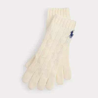 Ralph Lauren Cable-knit Wool-cashmere Gloves In Neutral