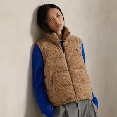 Ralph Lauren Cable-knit Wool-cashmere Quilted Vest