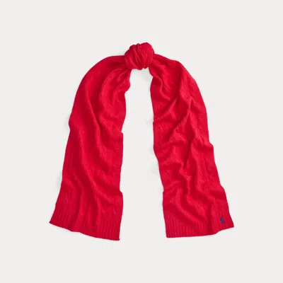 Ralph Lauren Cable-knit Wool-cashmere Scarf In Red