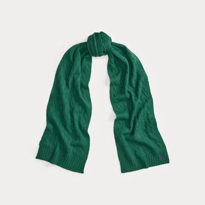 Ralph Lauren Cable-knit Wool-cashmere Scarf In Green