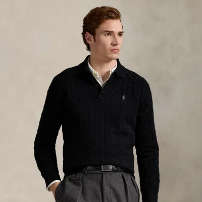 Ralph Lauren Cable-knit Wool-cashmere Sweater In Black