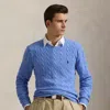 Ralph Lauren Cable-knit Wool-cashmere Sweater In Blue