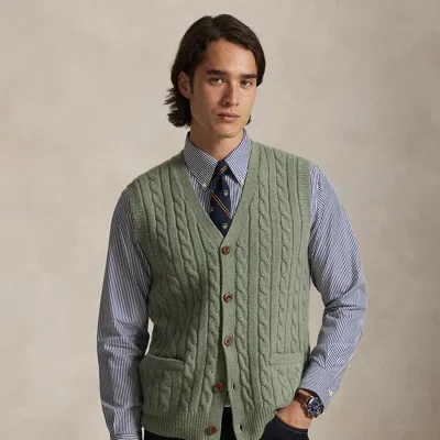 Ralph Lauren Cable-knit Wool-cashmere Sweater Vest In Green