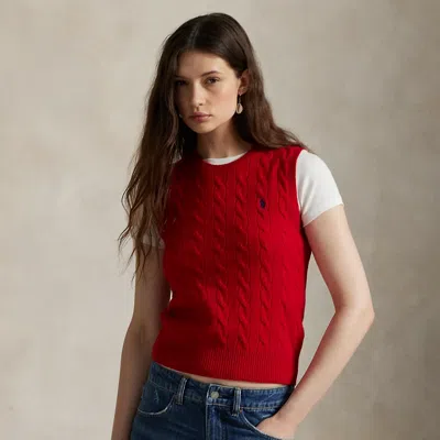 Ralph Lauren Cable-knit Wool-cashmere Sweater Vest In Red