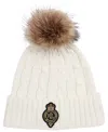 Ralph Lauren Cable Pom Beanie Hat In White