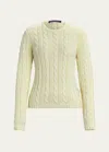 Polo Ralph Lauren Cable-knit Silk Crewneck Sweater In Lux Cream