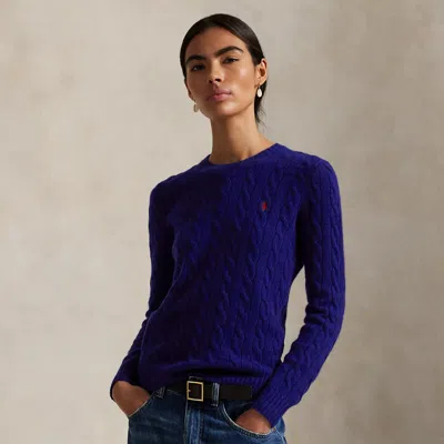 Ralph Lauren Cable Wool-cashmere Crewneck Sweater In Blue