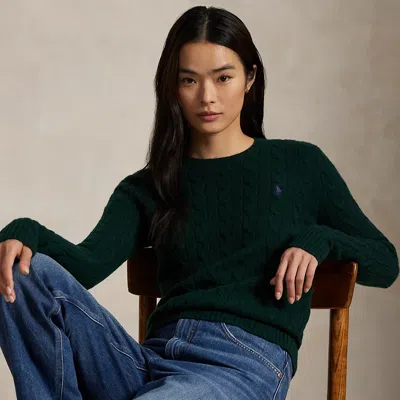 Ralph Lauren Cable Wool-cashmere Crewneck Sweater In Green