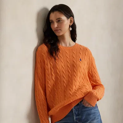 Ralph Lauren Cable Wool-cashmere Crewneck Sweater In Orange