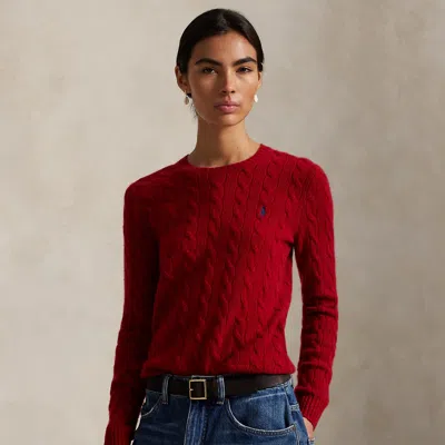 Ralph Lauren Cable Wool-cashmere Crewneck Sweater In Red