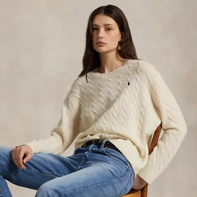 Ralph Lauren Cable Wool-cashmere Crewneck Sweater In White