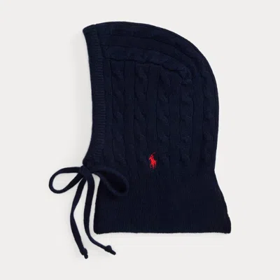 Ralph Lauren Cable Wool-cashmere Hooded Snood In Blue