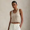 Ralph Lauren Cable Wool-cashmere Sleeveless Sweater In Nude