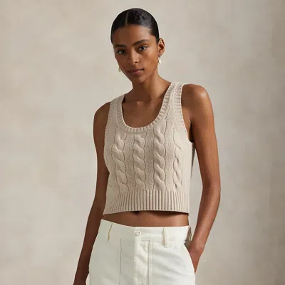 Ralph Lauren Cable Wool-cashmere Sleeveless Sweater In Brown
